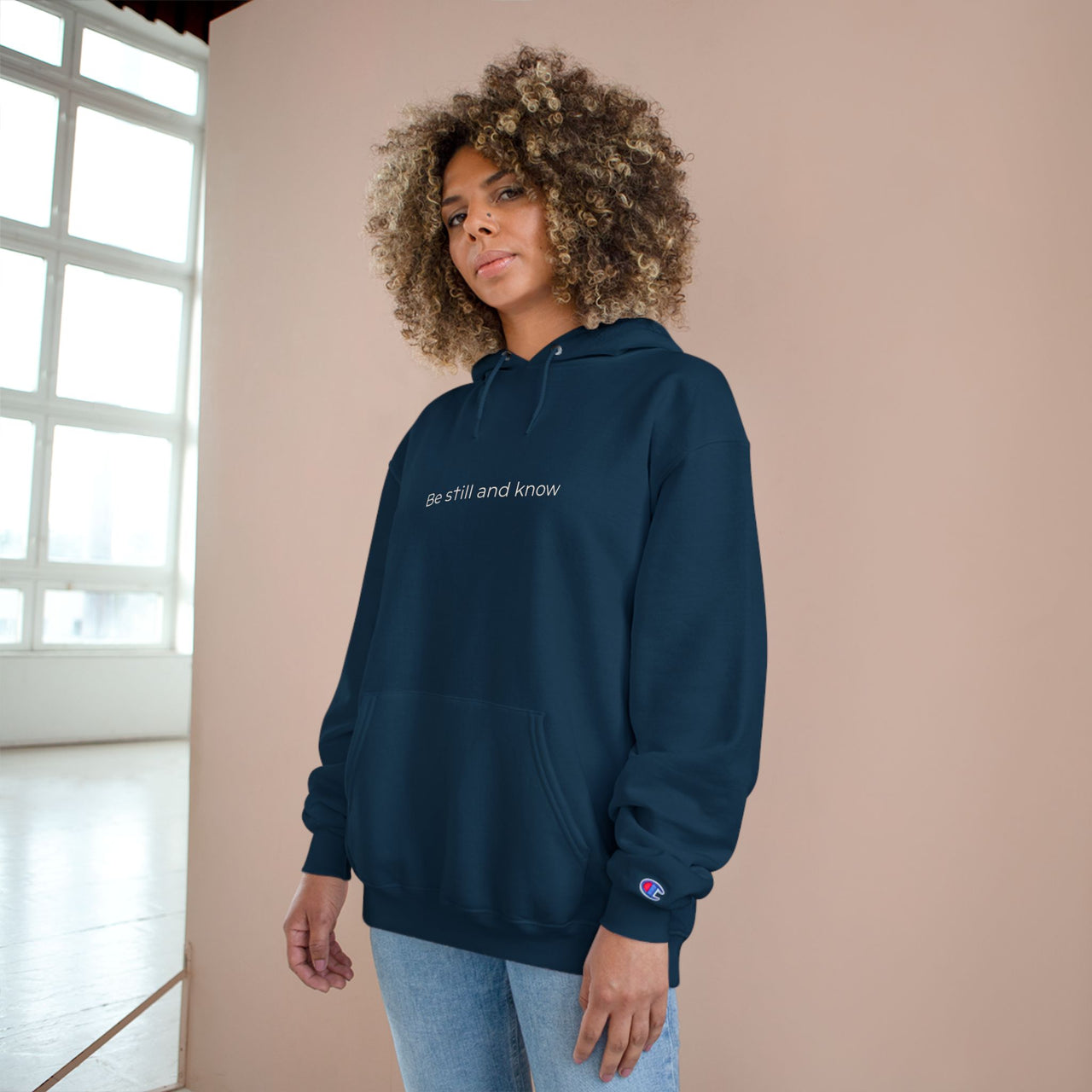 Be Still and Know Hoodie — Minimal Christian Cross Faith Pullover