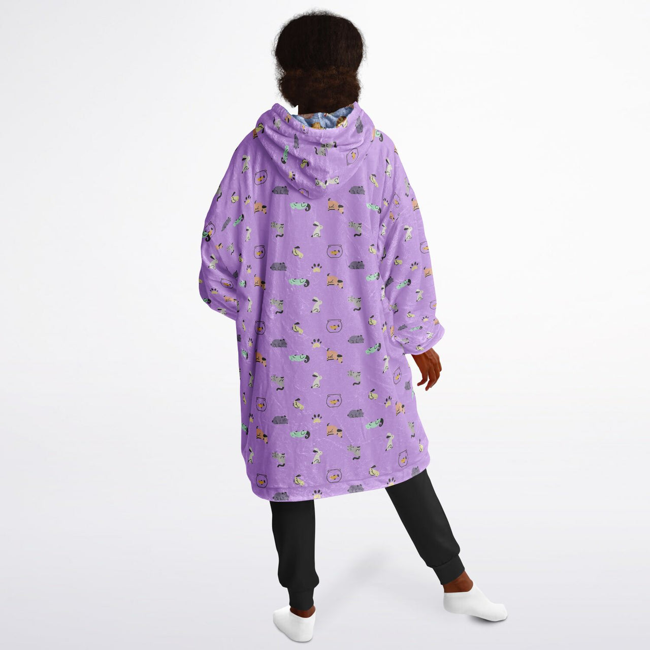 Animal 1 and Animal 2 Pattern Design Oversized Youth Reversible Hoodie