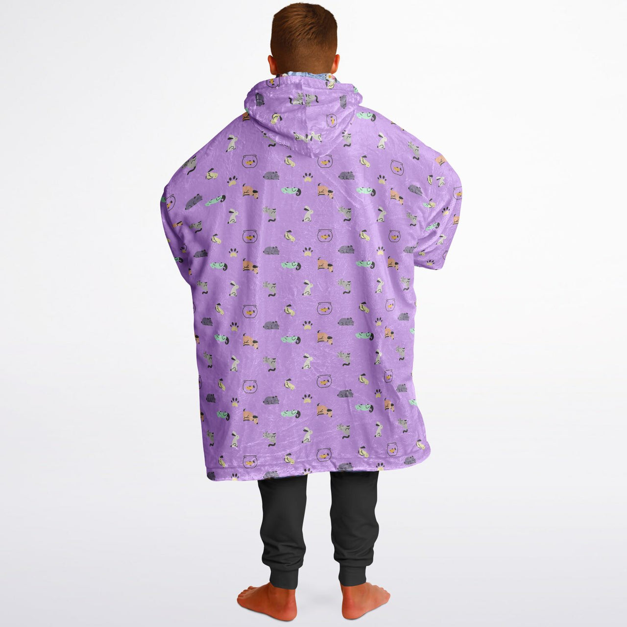 Animal 1 and Animal 2 Pattern Design Oversized Youth Reversible Hoodie