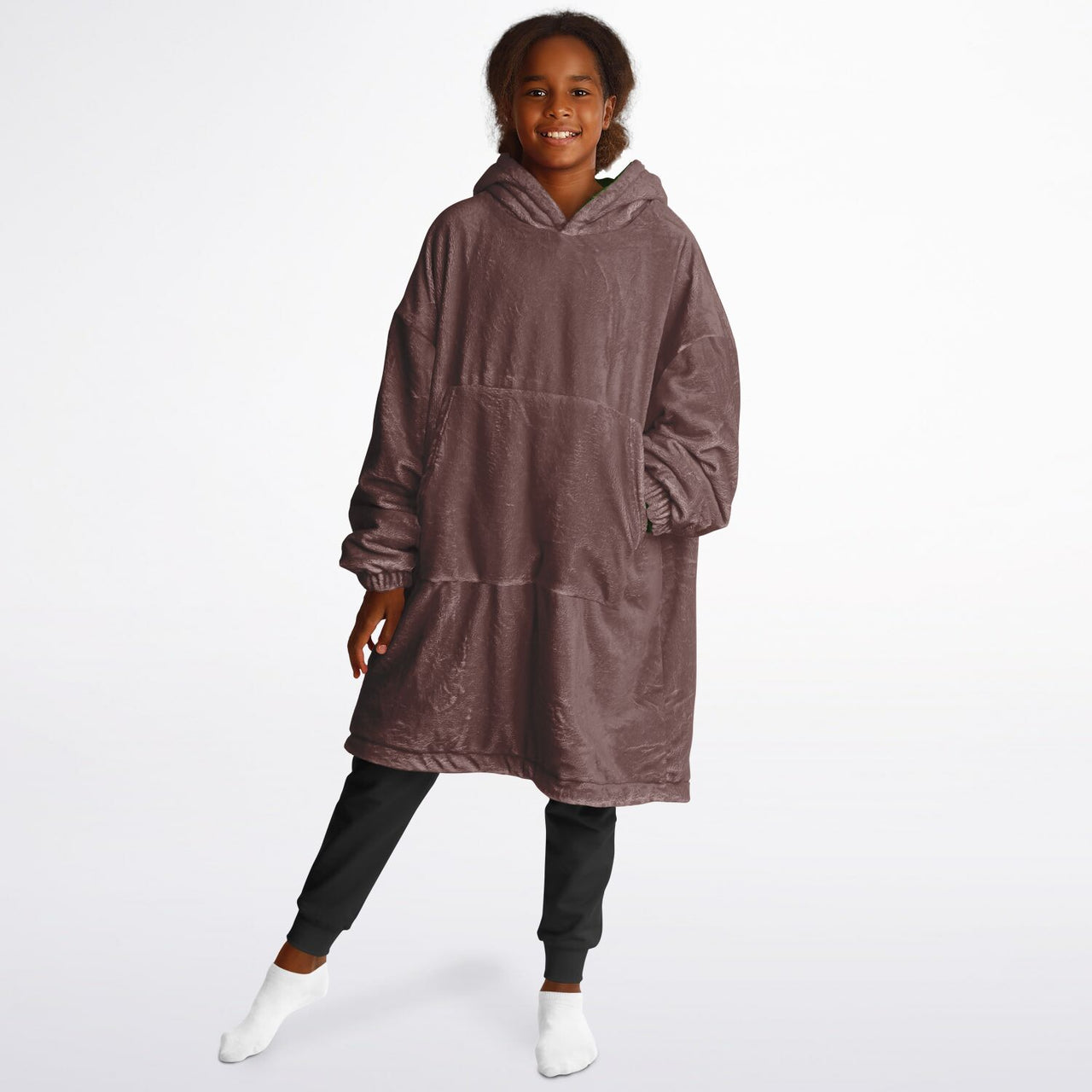 Earthy Tones Rose Taupe and Olive Drab Youth Reversible Hoodie