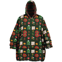 Thumbnail for Christmas Pattern Checkered 2 and Green Christmas Oversized Reversible Hoodie