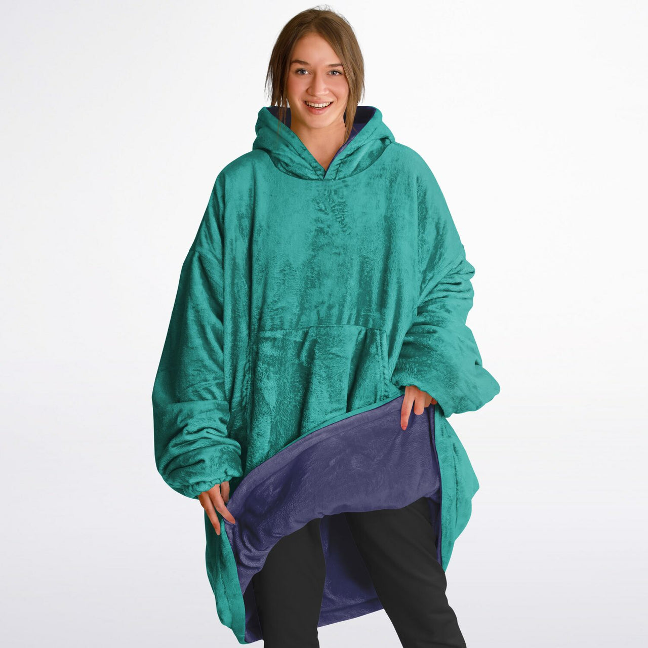 Jewel Deep Amethyst and Emerald Green Oversized Reversible Hoodie