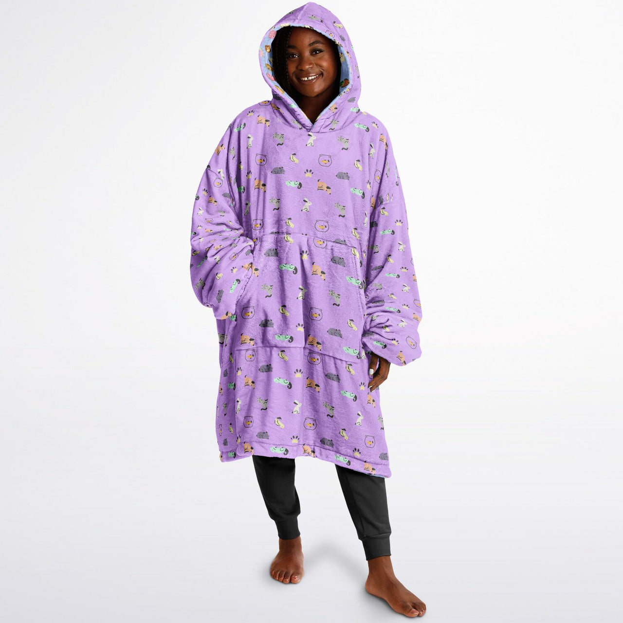 Animal 2and  Animal 1 Pattern Design Oversized Reversible Hoodie