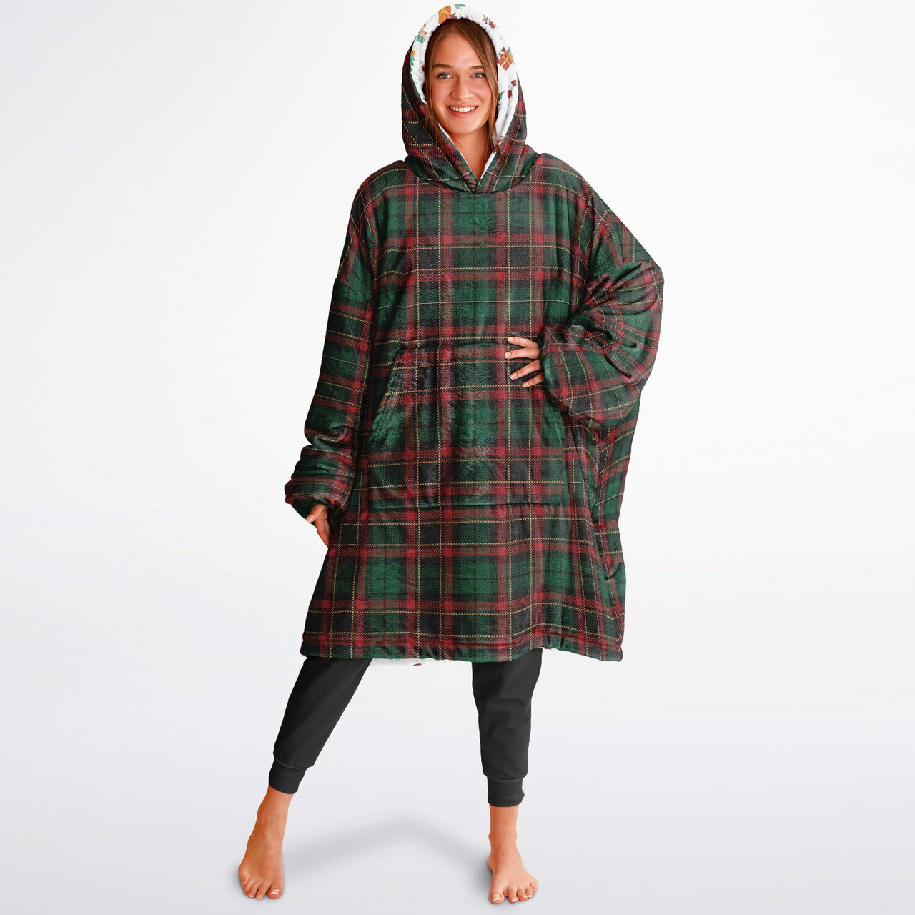 Christmas Pattern Winter Christmas and Checkered 2 Oversized Reversible Hoodie