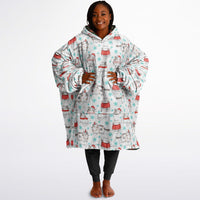 Thumbnail for Christmas Pattern Winter Cat and Checkered 1 Oversized Reversible Hoodie