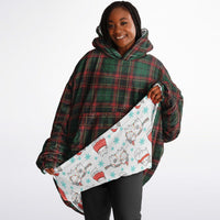 Thumbnail for Christmas Pattern Checkered 2 and Winter Cat Oversized Reversible Hoodie