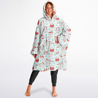 Thumbnail for Christmas Pattern Red Christmas and Winter Cat Oversized Reversible Hoodie