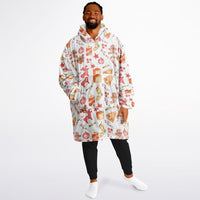 Thumbnail for Christmas Pattern Red Christmas and Winter Cat Oversized Reversible Hoodie