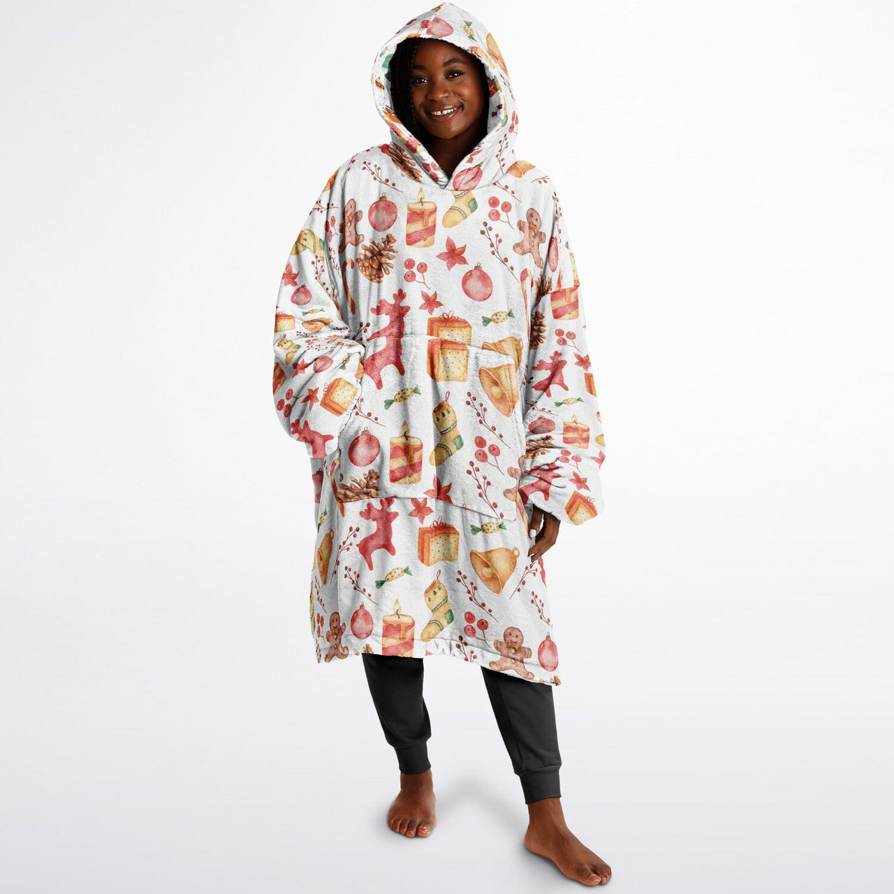 Christmas Pattern Winter Christmas and Red Christmas Oversized Reversible Hoodie