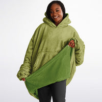 Thumbnail for Earthy Tones Olive Green and Olive Drab Oversized Reversible Hoodie