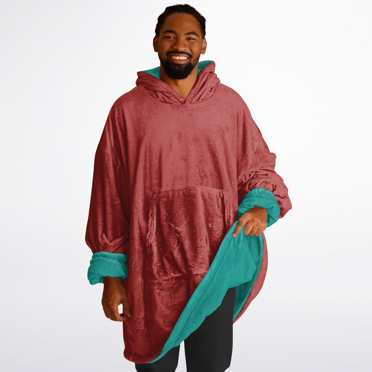 Jewel Emeral Green and Opulent Ruby Oversized Reversible Hoodie