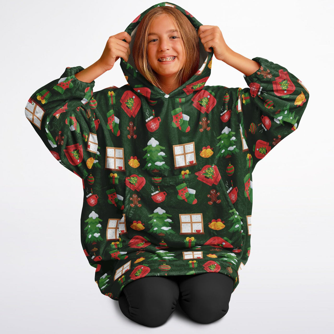 Green Christmas Pattern Youth Standard Hoodie