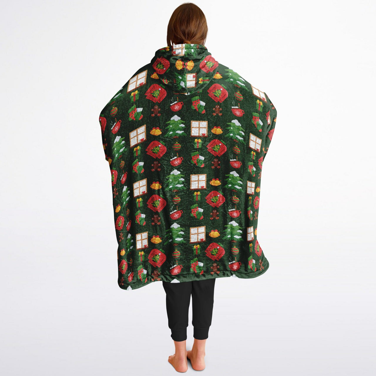 Christmas Pattern Green Christmas and Checkered 1 Oversized Reversible Hoodie