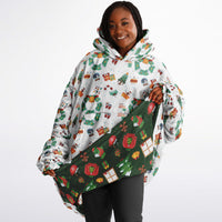 Thumbnail for Winter and Green Christmas Pattern Oversized Reversible Hoodie