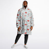 Thumbnail for Christmas Pattern Red Christmas and Winter Cat Oversized Reversible Hoodie