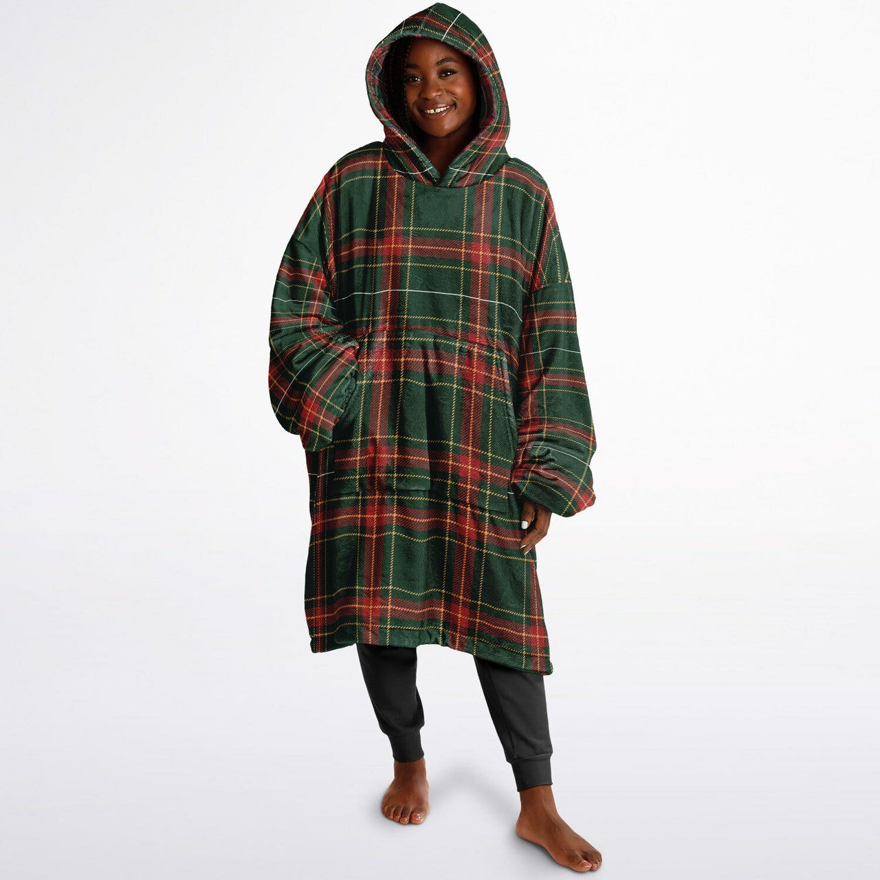 Christmas Pattern Checkered 2 and Checkered 1 Oversized Reversible Hoodie