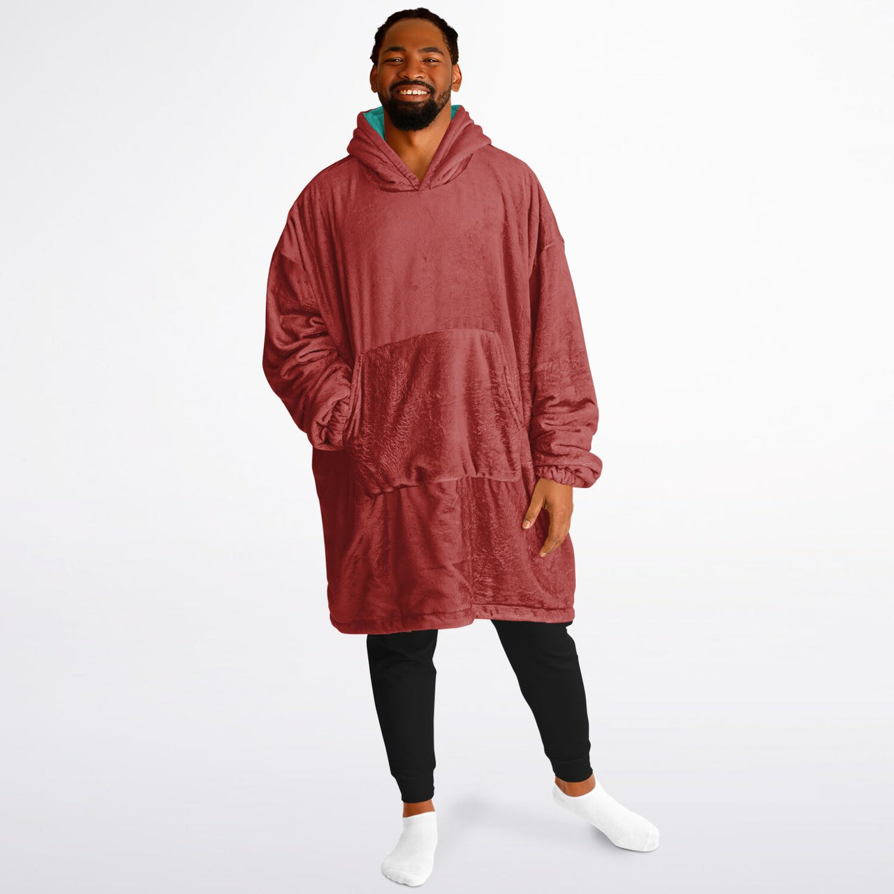 Jewel Emeral Green and Opulent Ruby Oversized Reversible Hoodie