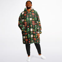 Thumbnail for Christmas Pattern Green Christmas and Winter Bear Oversized Reversible Hoodie