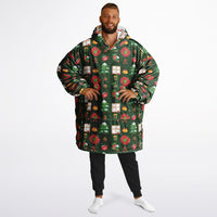Thumbnail for Green Christmas and Red Christmas Pattern Oversized Reversible Hoodie