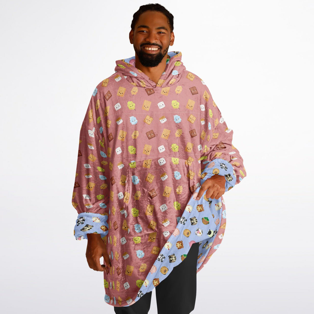 Animal 1 and Smores Pattern Oversized Reversible Hoodie