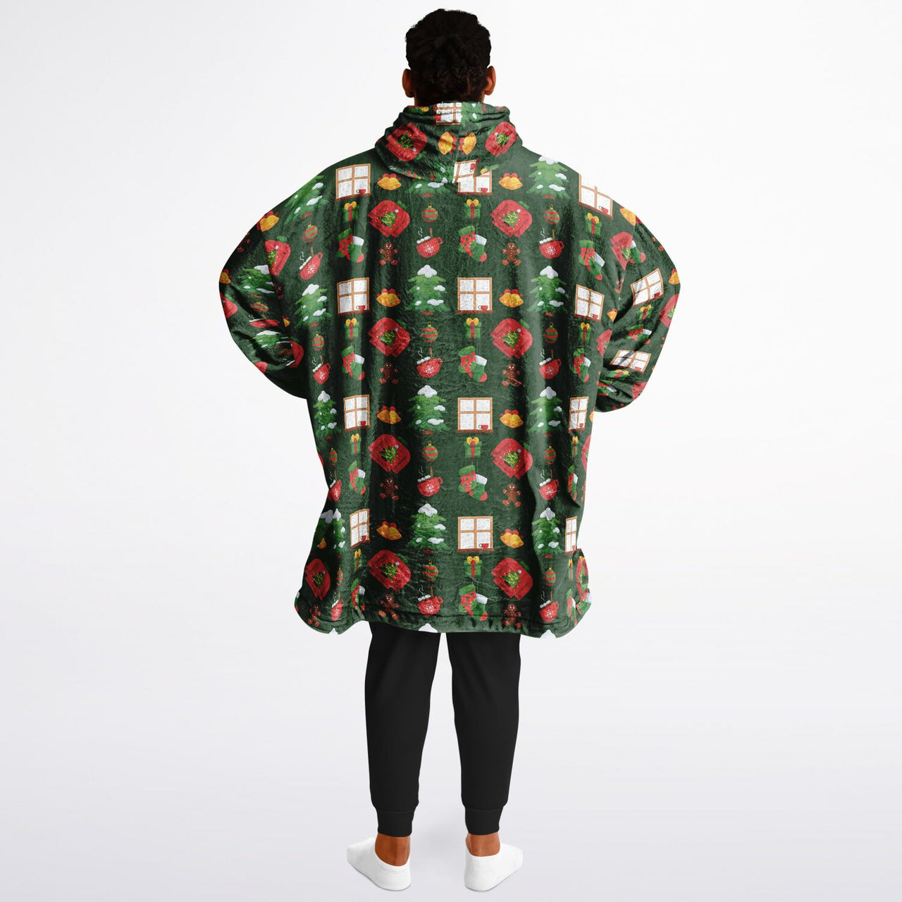 Christmas Pattern Green Christmas and Checkered 1 Oversized Reversible Hoodie