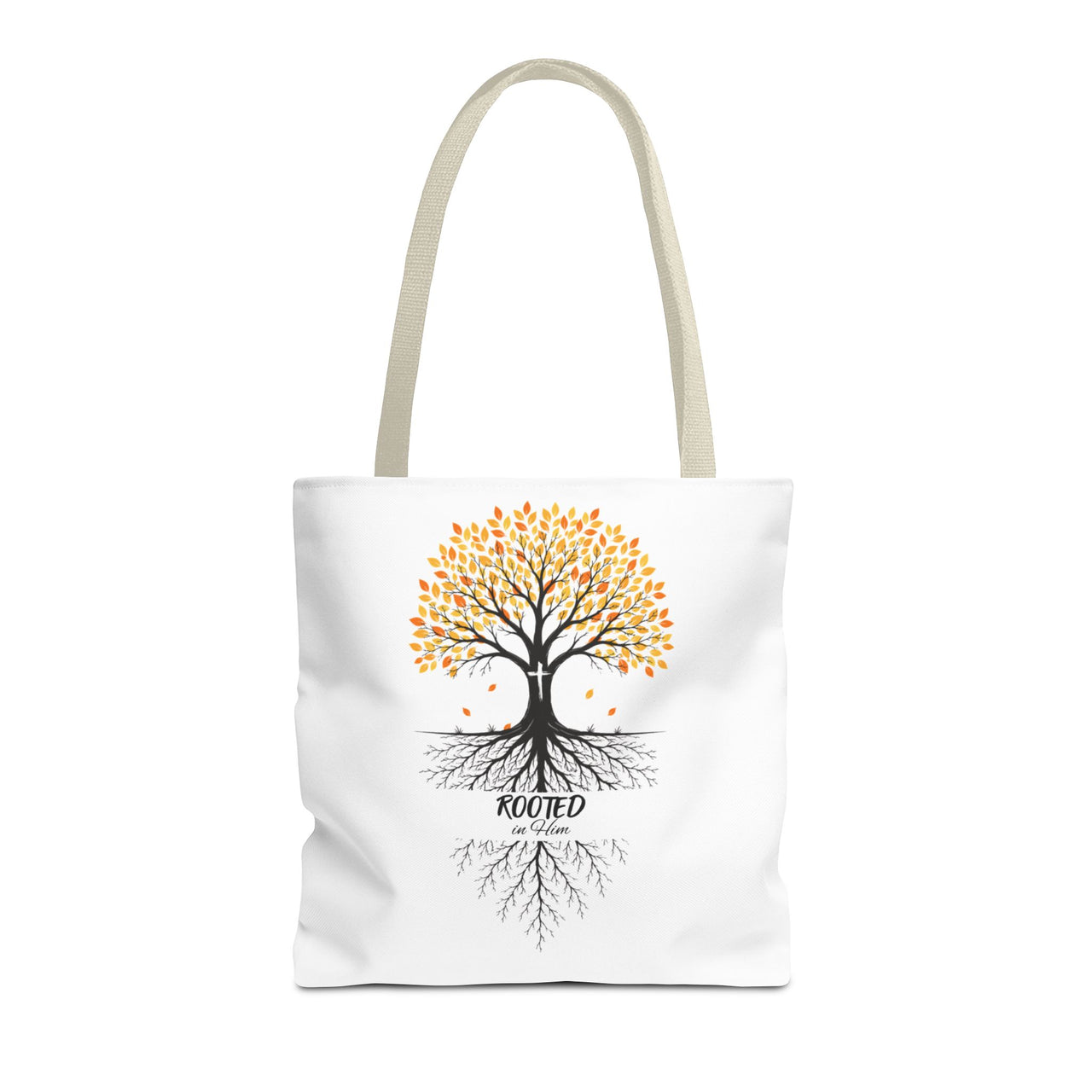 Rooted Tree of Life Autumn Tote Bag — 'ROOTED IN HIM' Canvas Tote