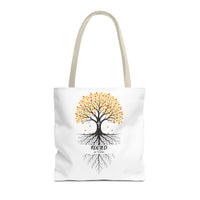 Thumbnail for Rooted Tree of Life Autumn Tote Bag — 'ROOTED IN HIM' Canvas Tote