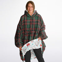 Thumbnail for Christmas Pattern Checkered 2 and Winter Cat Oversized Reversible Hoodie
