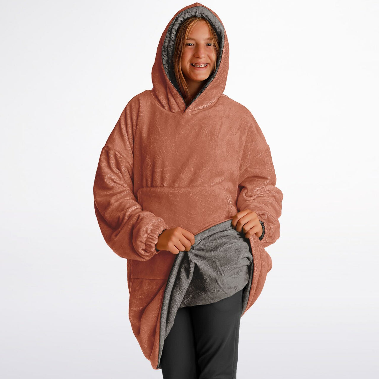 Earthy Tones Sandstone and Roman Peach Youth Reversible Hoodie
