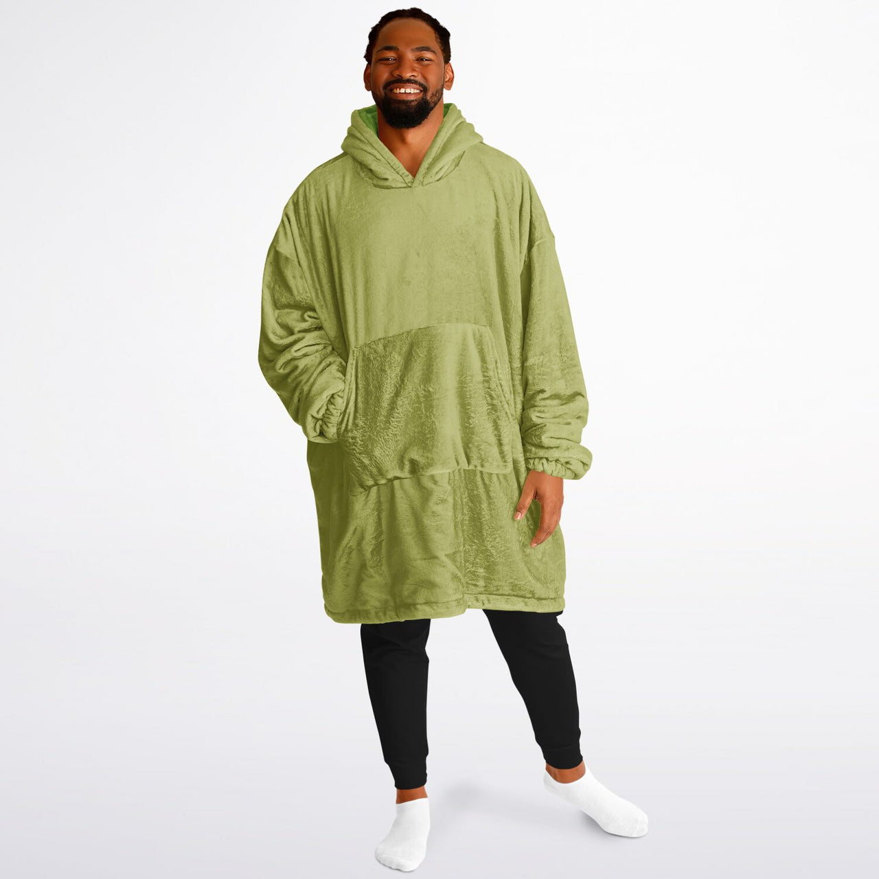 Earthy Tones Olive Green and Olive Drab Oversized Reversible Hoodie