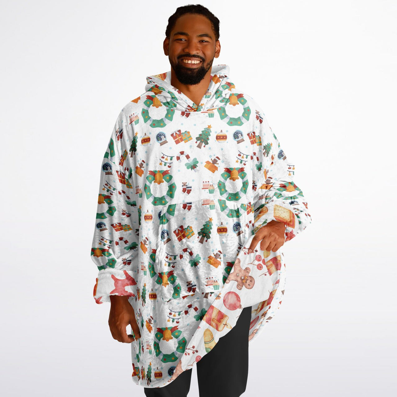 Christmas Pattern Winter Christmas and Red Christmas Oversized Reversible Hoodie