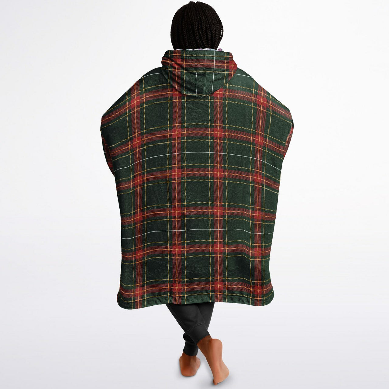 Christmas Pattern Checkered 1 and Winter Bear Oversized Reversible Hoodie