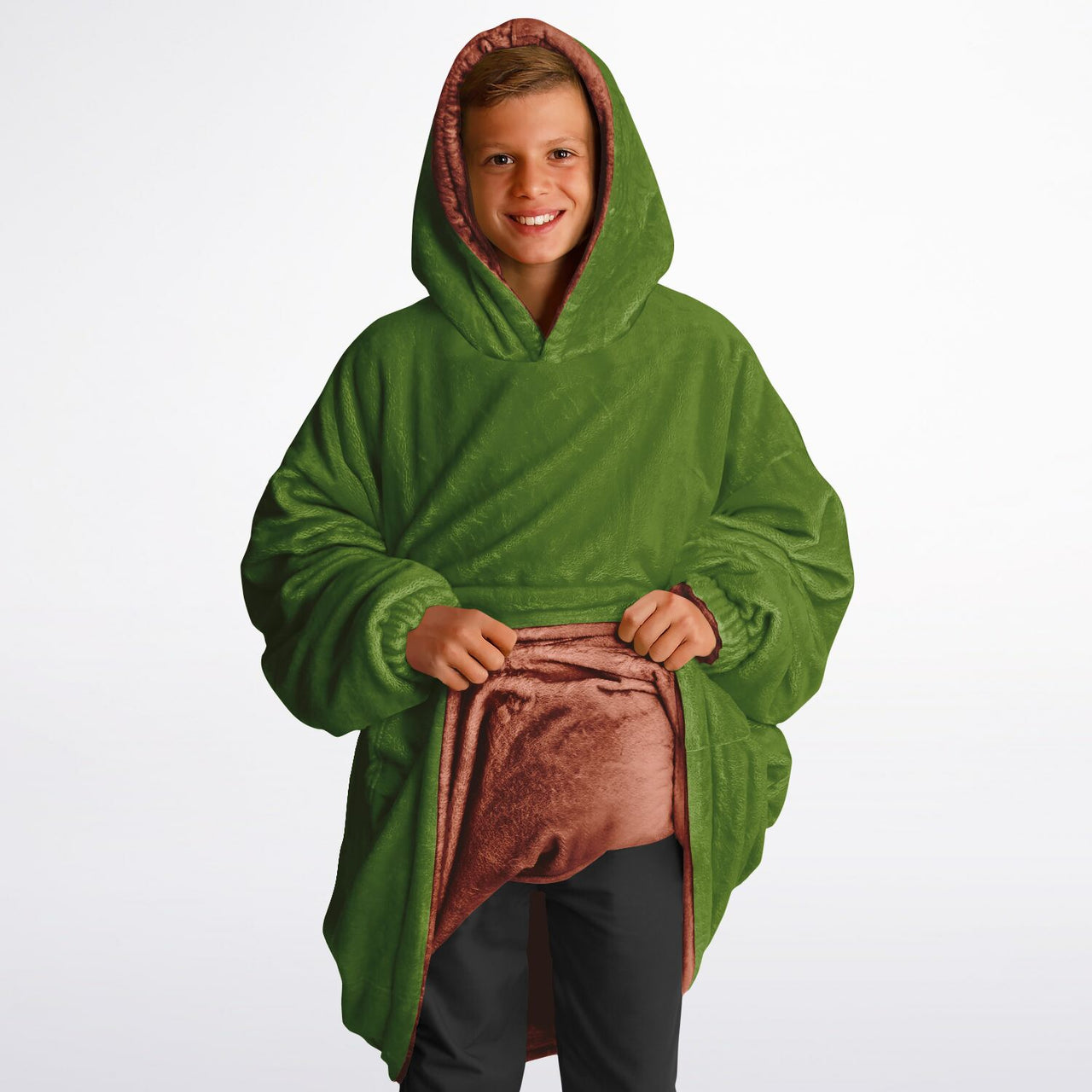 Earthy Tones Roman and Olive Drab Youth Reversible Hoodie