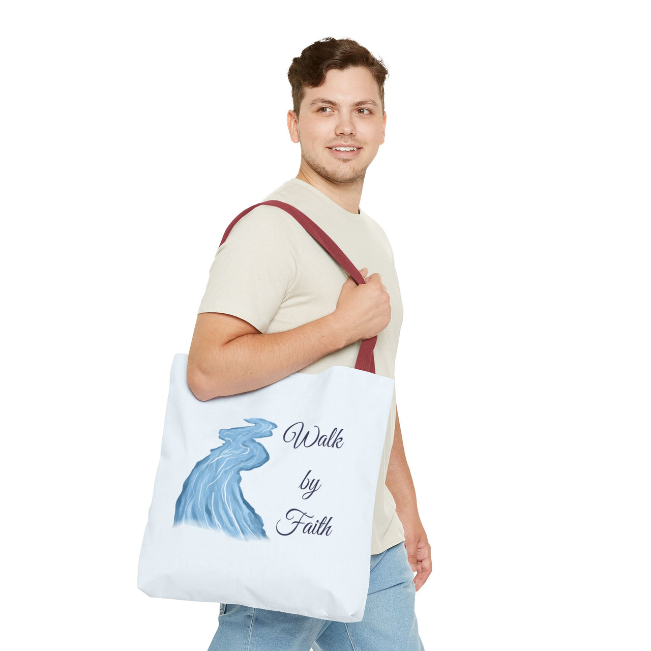 Walk by Faith Tote Bag — Inspirational Scripture Beach Tote