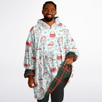 Thumbnail for Christmas Pattern Winter Cat and Checkered 1 Oversized Reversible Hoodie