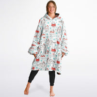 Thumbnail for Christmas Pattern Winter Cat and Checkered 1 Oversized Reversible Hoodie