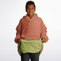 Thumbnail for Earthy Tones Roman Peach and Olive Green Youth Reversible Hoodie