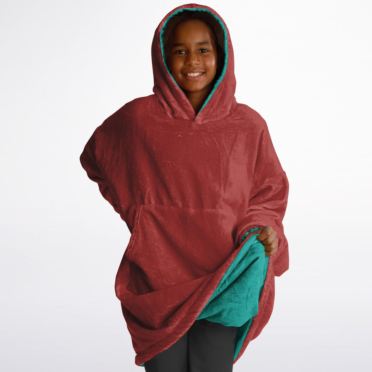Jewel Opulent Ruby and Emerald Green Youth Reversible Hoodie