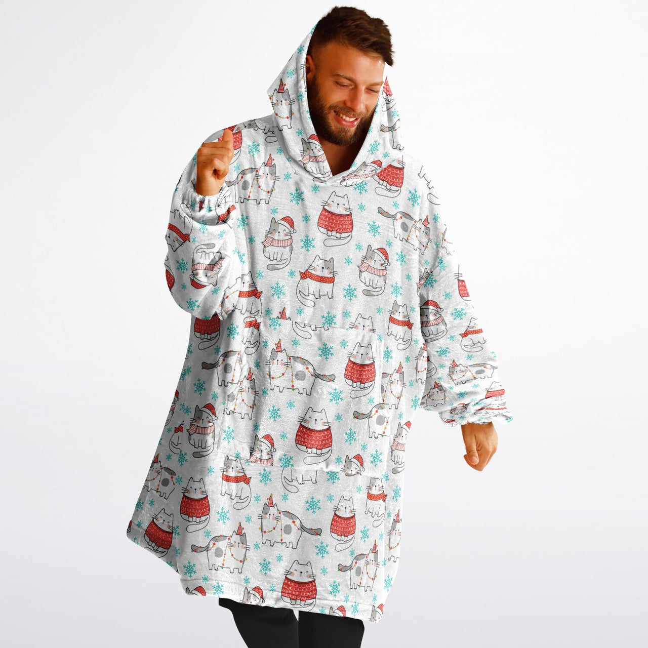 Christmas Pattern Winter Cat Adult Standard Hoodie