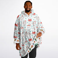 Thumbnail for Christmas Pattern Winter Cat and Winter Christmas Oversized Reversible Hoodie