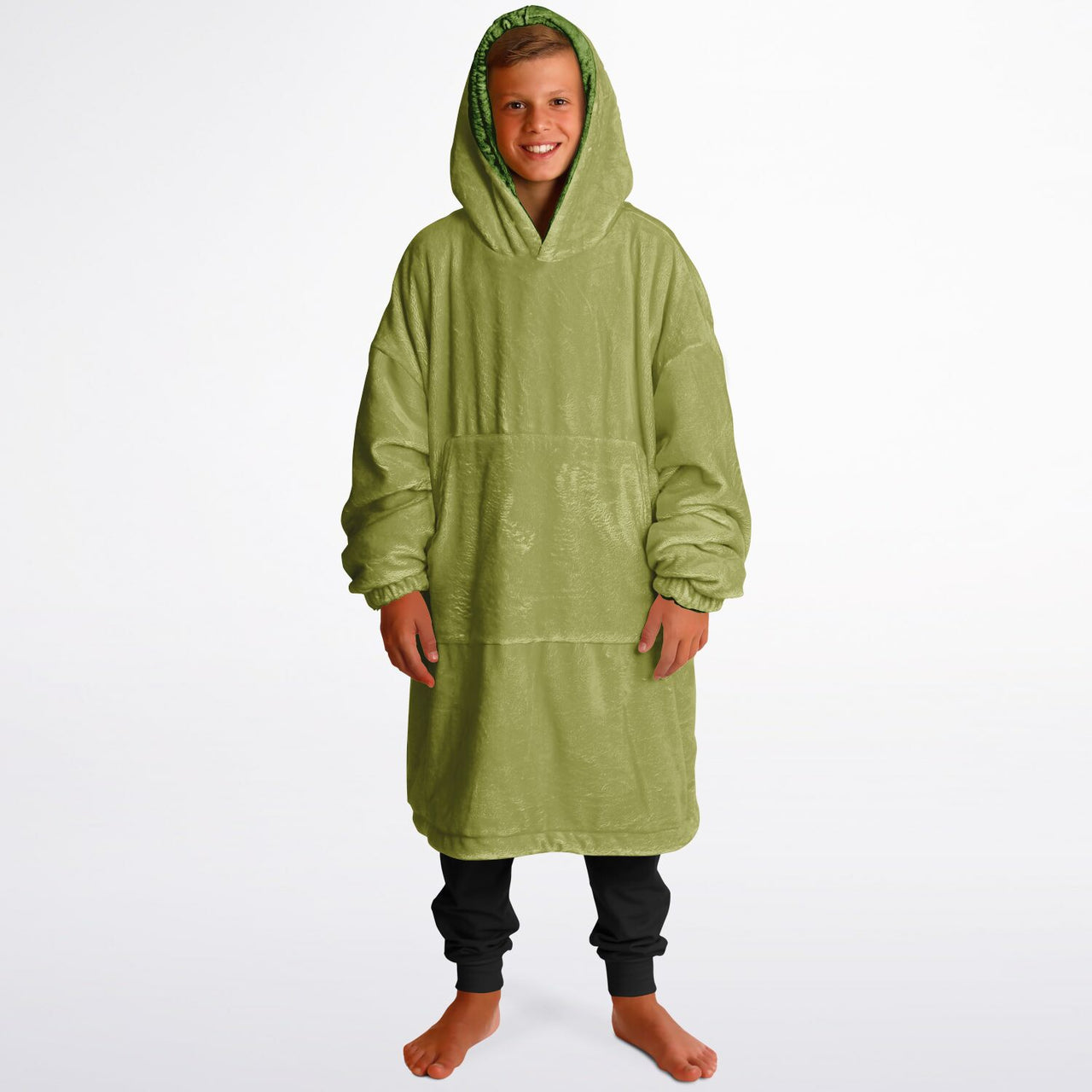 Earthy Tones Olive Drab and Olive Green Youth Reversible Hoodie