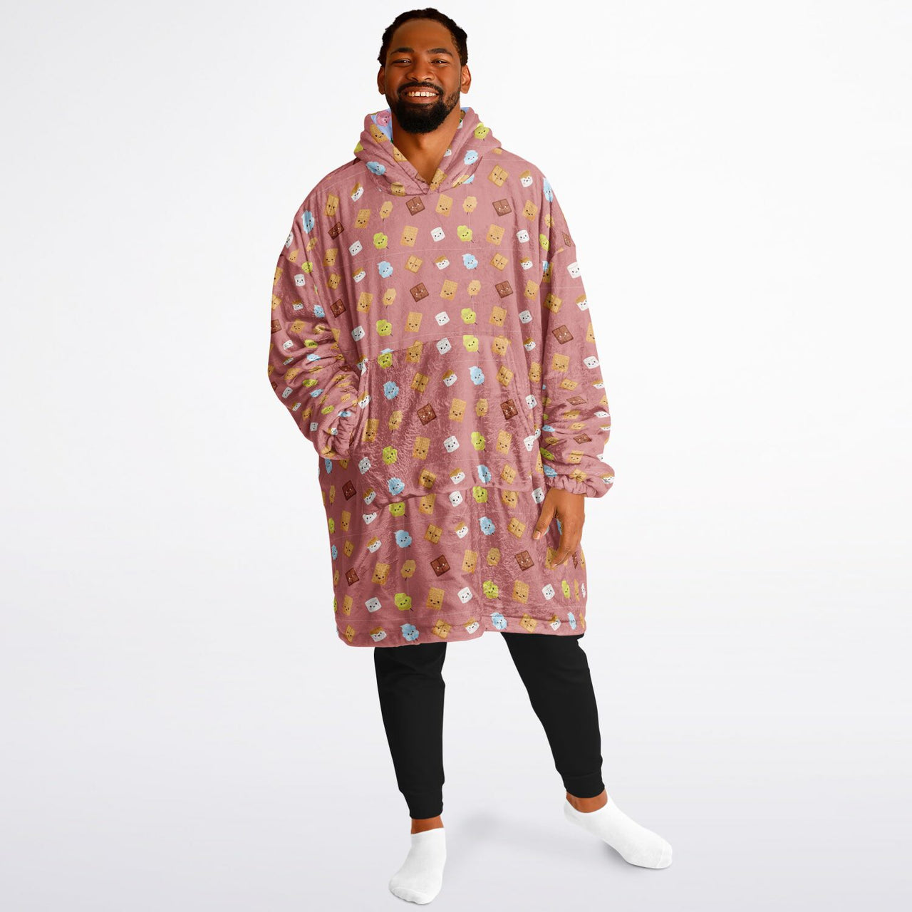 Animal 1 and Smores Pattern Oversized Reversible Hoodie