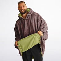 Thumbnail for Earthy Tones Rose Taupe and Olive Green Oversized Reversible Hoodie