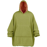 Thumbnail for Earthy Tones Olive Green and Roman Peach Oversized Reversible Hoodie