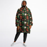Thumbnail for Christmas Pattern Winter Cat and Green Christmas Oversized Reversible Hoodie