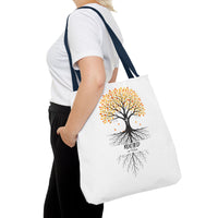 Thumbnail for Rooted Tree of Life Autumn Tote Bag — 'ROOTED IN HIM' Canvas Tote