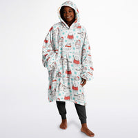 Thumbnail for Christmas Pattern Red Christmas and Winter Cat Oversized Reversible Hoodie