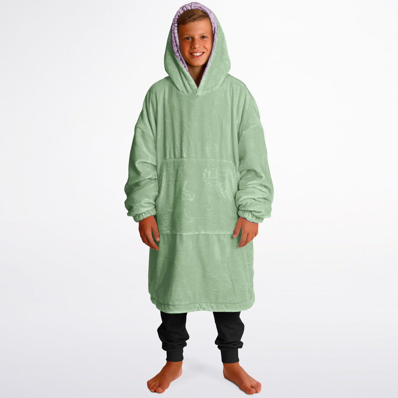 Pastel Pistachio Green and Lilac Youth Reversible Hoodie