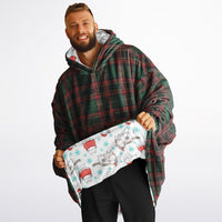 Thumbnail for Christmas Pattern Checkered 2 and Winter Cat Oversized Reversible Hoodie