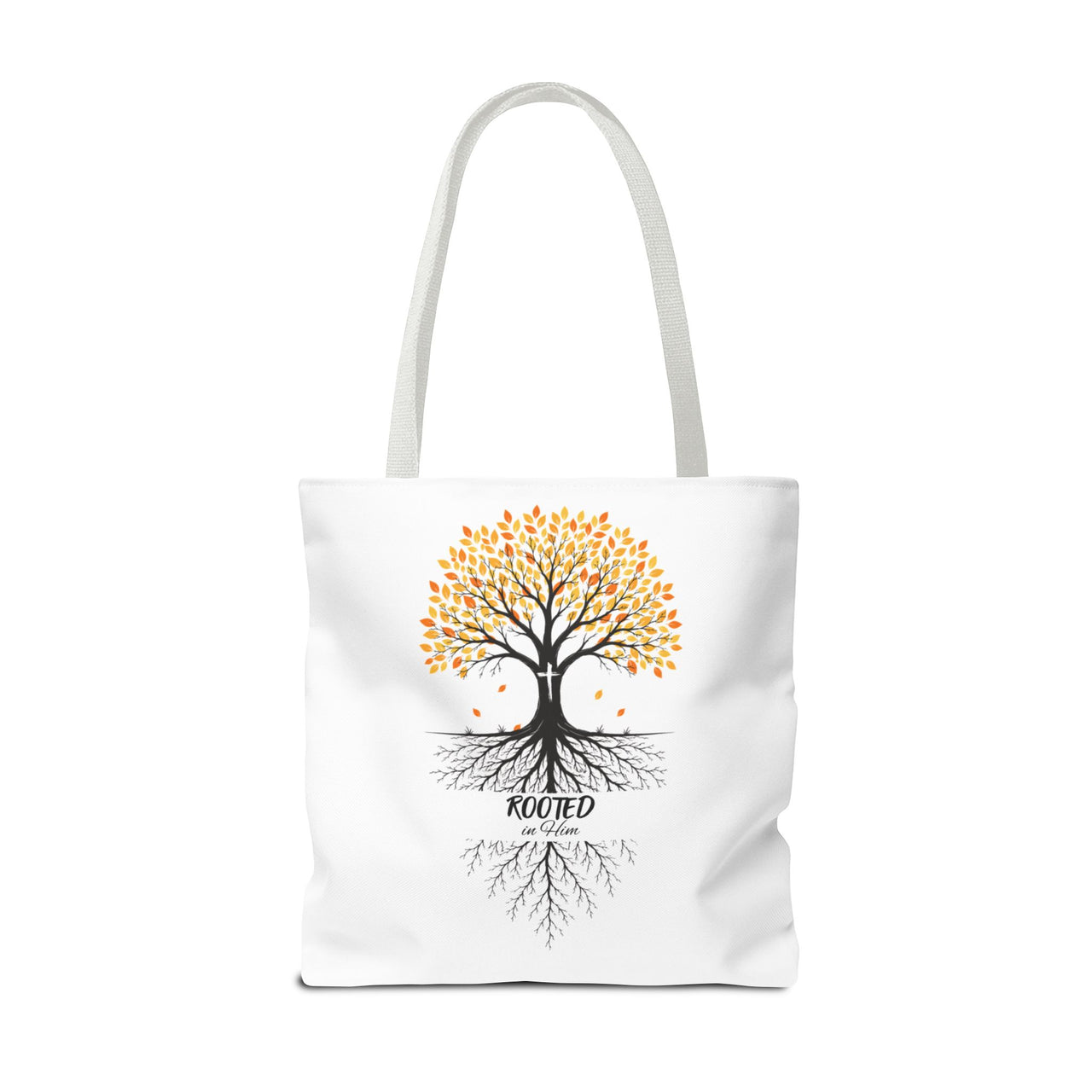 Rooted Tree of Life Autumn Tote Bag — 'ROOTED IN HIM' Canvas Tote